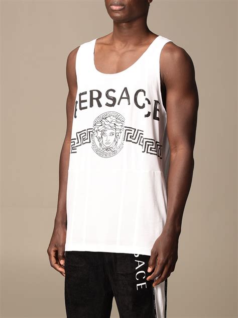 versace tank top for men|Versace logo stretch tank top.